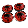 4 x Nabendeckel 60mm Durchmesser Nabenkappen Felgendeckel Felgenaufkleber Gel Emblem Doming für Auto Felgen Kfz Tuning Zubehör Radnabenkappen DM006 (Nr. 4 Punisher Carbon red, Nabendeckel Set)