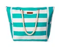 Strandtasche Damen Große Badetasche mit Reißverschluss Freizeittasche Sommer Tasche Gestreift Shopper Bag Einkaufstasche XXL Blau