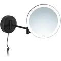 Libaro LED beleuchteter Kosmetikspiegel Ravenna Vergrößerungsspiegel rund 7-Fach Vergrößerung Schmink-Spiegel mit Beleuchtung Wandmontage Dimmer Auto-Off Kabel Rasierspiegel mit Licht (schwarz)