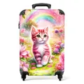 NoBoringSuitcases.com Kinderkoffer, Kinderkoffer Mädchen, Koffer Kinder, Hartschalenkoffer, Kinder Reisekoffer, Kindertrolley Mädchen, Kinder Koffer, Handgepäck 55x40x20 cm (Kätzchen - Rosa)