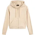 Kapuzennickijacke JUICY COUTURE "ROBERTSON HOODIE GOLD _ Damen", Damen, Gr. L, braun (brazilian sand), 95% POLYESTER, 5% ELASTAN, slim fit, Langarm, Jacken, Trainingsjacke Damen, Sweatjacke mit Kapuze, Velour, mit Glitzer, Sale