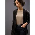 STREET ONE Cardigan lang und in Federgarn-Qualität, offen braun 46 EU
