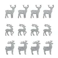 Oblique Unique® Holz Rentier Streudeko in Silber Glitzer Tisch Deko für Weihnachten Advent Weihnachtsdeko