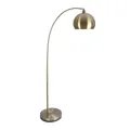 Relaxdays Stehlampe, Metall, E27 Fassung, Wohn- & Schlafzimmer, HxBxT: 180x92x35 cm, bogenförmige Standleuchte, Gold