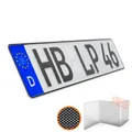 L & P Car Design KFZ Kennzeichen 1 Stück 46cm x 11cm in Carbon Optik Nummernschild 460mm x 110mm Wunschkennzeichen DIN Autokennzeichen Fahrradträger Anhänger LKW Wunschprägung amtliches Autoschild