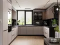 Küchenzeile 340x325x210 cm Einbauküche mit Arbeitsplatte Küche, MONZA-ARONA K71-M340 Walnuss/Kaschmir