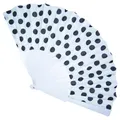 Funny Fashion Fifties Fächer mit Punkten | Weiß Schwarz - Handfächer Faltfächer Vintage Kostüm Zubehör Polka Dots 50er Jahre Outfit Sommerparty Festival Sommer Karneval