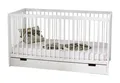 Kids Collective Kinderbett Babybett Gitterbett 60x120 und 70x140 cm höhenverstellbar, mit Schublade und Matratze weiß 70x140 cm von Geburt bis 6. Lebensjahr