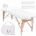 vidaXL Massageliege Massagetisch, weiß, 2x klappbar, höhenverstellbar, Holz