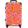 NoBoringSuitcases.com® Großer Koffer - Orange mit rosa abstraktem Muster - Kombinationsschloss TSA - Hartschalen Trolley 4 Rollen - 72 liter - Re... - Bunt