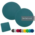heimtexland ® 2er Pack Sitzkissen Filz Stuhlkissen Bodenkissen Polster Stuhlauflage Indoor Outdoor Kissen rund Typ631 Filzkissen Petrol 35x35 cm 2 Stück