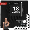 Bodenschutzmatte BS50 | Unterlegmatte für Fitnessgeräte - Fitnessmatte - Puzzlematte - Rutschfest - EVA-Schaumstoff - Set 18 Stück 34 x 34 cm(Sc... - Schwarz