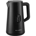 KLAMER Edelstahl Wasserkocher mit Temperatureinstellung 40-100°C, Warmhaltefunktion, mattschwarzes Kaltgehäuse, doppelwandiger 1,5L Teekocher mit... - Schwarz