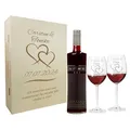 laser-diele Geschenk zur Hochzeit – Wein Geschenksets – Weinglas mit Gravur – Geschenke für Paare – Rotwein – Zwei Herzen