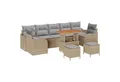 vidaXL Loungesofa 10-teiliges Gartensofa Set mit Kissen Beige Poly Rattan, 10 Teile