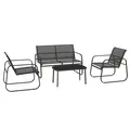4-tlg. Gartenmöbel-Set, Gartengarnitur mit 1 Zweisitzer, 2 Stühlen, 1 Couchtisch