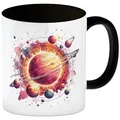 speecheese Tasse Sonnensystem Planeten Kaffeebecher in schwarz
