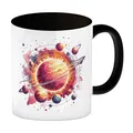 Sonnensystem Planeten Kaffeebecher in schwarz