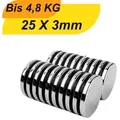 3 Stück Neodym Magnet 25mm x 3mm Supermagnete hohe Haftkraft Scheibenmagnet