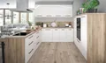 U-Form Winkelküche ESSEN mit Arbeitsplatten 289x250x188cm HETTICH Vollauszug wei