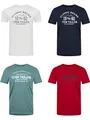 TOM TAILOR Tshirt Herren Baumwolle Regular Fit 4er Pack Set Rundhals Kurzarm Sommer Tee Shirt Logoprint 100% Baumwolle, Größe:XL, Farbe:Dark Blue (10302)