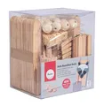Rayher Bastelbox mit 450 Holzteilen, FSC zertifiziert, Stäbe, Perlen, Würfel, Klammern, diverse Formen und Größen, für kreative Bastelobjekte, PVC Box 135x110x160 mm, 69262505