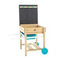 TP Toys Deluxe Sand- und Wassertisch, FSC-zertifiziertes Holz, inklusive Sandkasten, Wasserschale, schwarzer Tafel, Kunststoffhaken und Aufbewahrungsregal, verstaubar und verwandelt Sich in einen