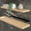 Casaria® Wandregal Holz Eiche Regal mit Halterung 15kg Tragkraft Hängeregal Küche Wohnzimmer Flur Wand Schweberegal Bücherregal Regalbrett Schwebend 90cm