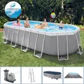 Intex Frame Pool Set Prism Oval 610 x 305 x 122 cm Swimming Pool Komplettset