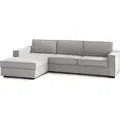 Festes Sofa Dlovis, Ecksofa, 100%  Italy, Sofa Wohnzimmer mit, Containerhalbinsel links, mit schmalen Armlehnen, Cm 260x95h90, Grau - Grau