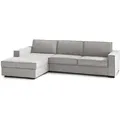 Dmora - Festes Sofa Dlovis, Ecksofa, 100% Made In Italy, Sofa Wohnzimmer Mit, Containerhalbinsel Links, Mit Schmalen Armlehnen, Cm 260x95h90, Grau