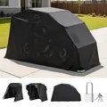 VEVOR Motorrad Zeltgarage, Motorrad Abdeckplane 3460x1375x1900 mm, Motorradgarage mit Sicherheitsschloss, 600D Oxford-Klappzelt, Allwetter-Motorradabdeckung mit Belüftungsfenstern, Schwarz