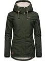 Ragwear Damen warme kurze Winterjacke mit Kapuze Monade Intl Dark Olive22 Gr. 5XL