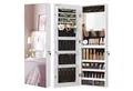 SONGMICS Schmuckschrank Spiegelschrank, Wandmontage, Organizer mit LED-Lichtern, abschließbar mit rahmenlosem Spiegel, integrierter Schminkspiegel, 2 Schubladen