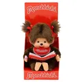 Sekiguchi 221561 - Original Monchhichi Mädchen, Plüschtier mit Fotoalbum und Schleifen, ca. 20 cm großes Kuscheltier aus braunem Plüsch