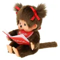 Monchhichi Plüschfigur Mädchen mit Buch 20 cm Puppe Original rotes Lätzchen