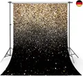 Gold Glitzer Punkt Schwarz Prom Hintergrund Sternenhimmel Glänzend Abstrakt Foto
