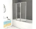 Badewannenaufsatz 3-teilig Aurlane Triple 143 x 125 cm Klarglas Profilfarbe chro