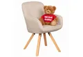 MR.DEKO Esszimmerstuhl Matera beige drehbar mit Armlehnen FSC®-zertifiziert (einzelnd, oder als Set erhältlich für Küche und Esszimmer, 1 St), 360° Drehfunktion, stabile FSC® 100% Holzbeine, weiche Polsterung