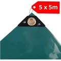 Abdeckplane mit Ösen 5 x 5m (25m2) PVC Plane Gewebeplane Gartenplane grün 650 g/m2 PVC Plane - Grün