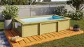Karibu Rechteckpool Triton L 181,5 x B 305 x H 69 cm (Set, 3-tlg), kesseldruckimprägniert