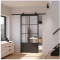 inova wohnen Glasschiebetür Stahltür schwarz Klarglas, Komplett Set offene Laufschiene Softclose Loftstyle schwarz 102.5 cm x 220 cm