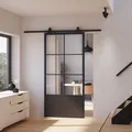 Loftschiebetür verschiedene Größen aus Stahl in schwarz mit Glaseinsatz - 1025x2200mm