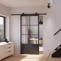 inova Glasschiebetür Komplettset 1025x2200mm aus Stahl in schwarz mit Glaseinsatz