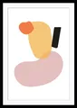 Bild "Sebastian", Abstrakt-Kunst-Figuren-Modern-Gemälde, HD Premium Poster-Druck inkl. Holzrahmen Farbe Rahmen: schwarz + Farbe Bild(er): gelb-flieder B/H: 50 cm x 70 cm