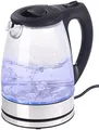 Rosenstein & Söhne Wasserkocher Farbwechsel: Glas-Wasserkocher mit blauer LED-Beleuchtung, 2.200 Watt, 1,7 Liter (blaues Licht, LED Farbwechsel, Farbe)