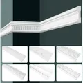 Grand Decor Stuckleisten Wand Flach Barock Stil, Pu Hartschaum Weiß - 2m Wandleisten Gemustert Cr-serie: 2 Meter / 1 Leiste, Cr903 - 28x43mm
