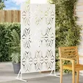 vidaXL Metallzaunpanel Weiß Metall Groß Dekorative Intarsien