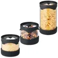 Relaxdays Vorratsgläser mit Deckel 3er Set Schwarz,Transparent