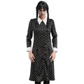CHAKS Hexen-Kostüm Kostüm 'Wednesday' für Damen, Print Kleid Schwarz schwarz L
